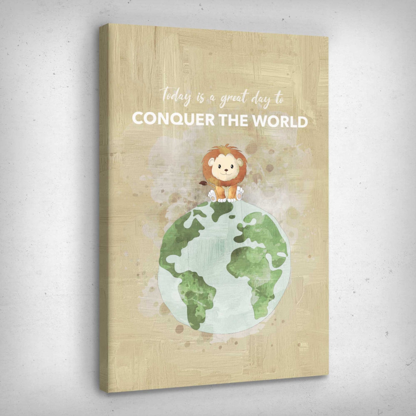 ”Conquer The World“ canvas picture by Motivational Art side view