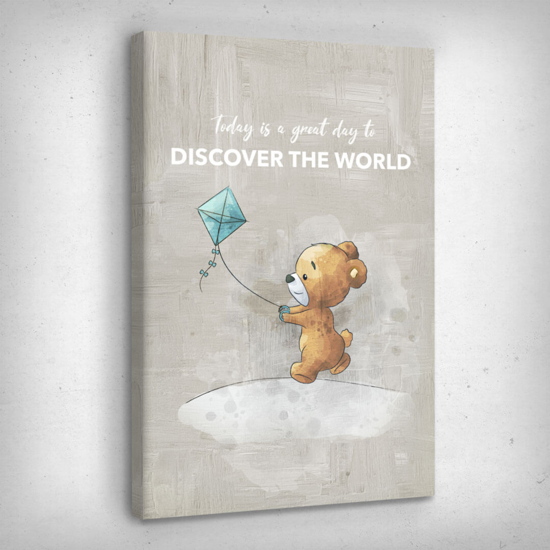 ”Discover The World“ canvas picture by Motivational Art side view