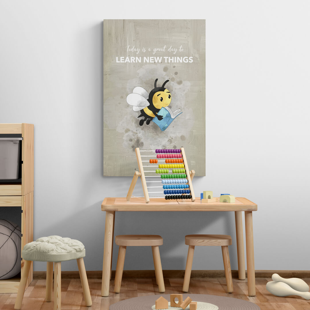 ”Learn New Things“ Nursery Art canvas picture by Motivational Art