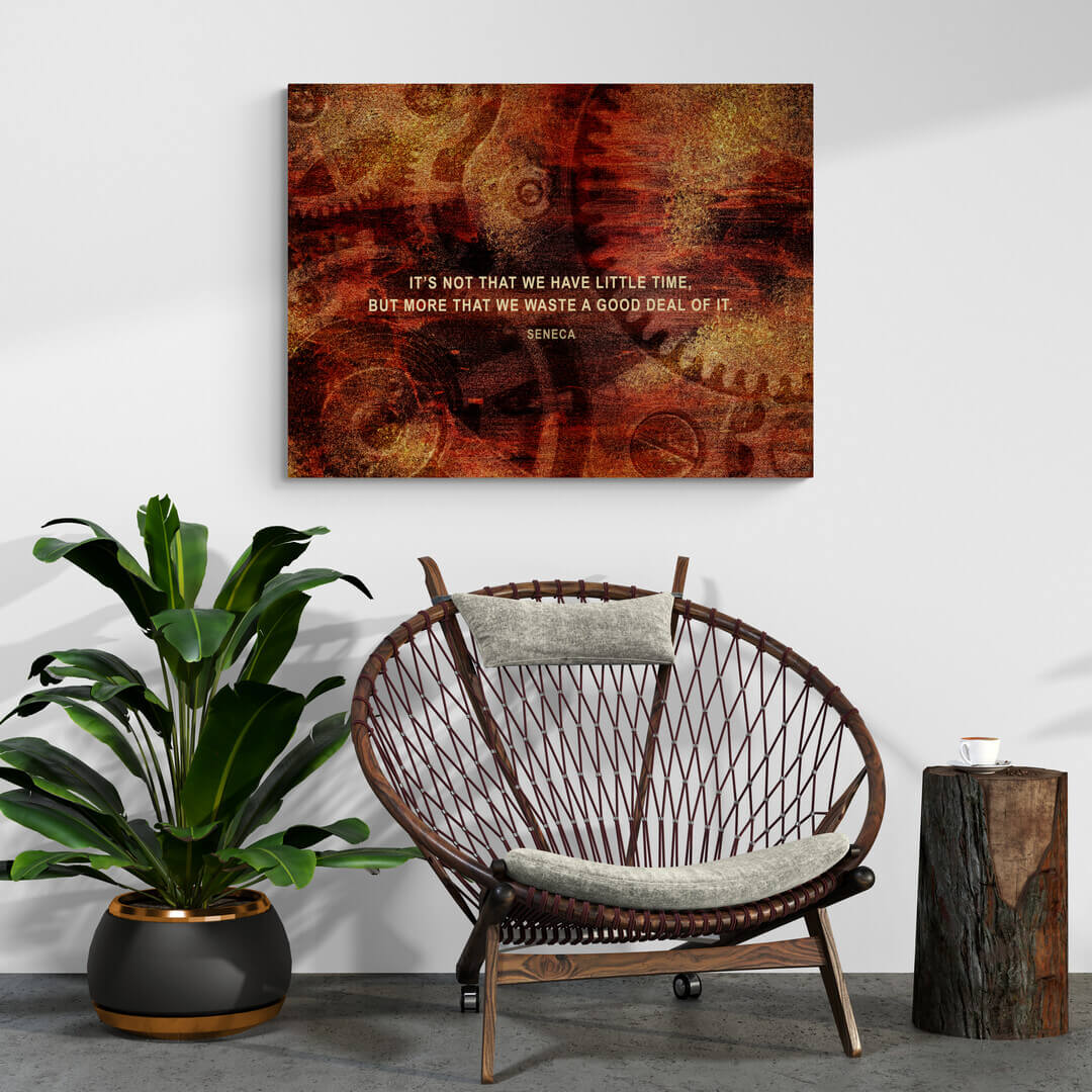 ”Time Quote by Seneca“ Office Art canvas picture by Motivational Art