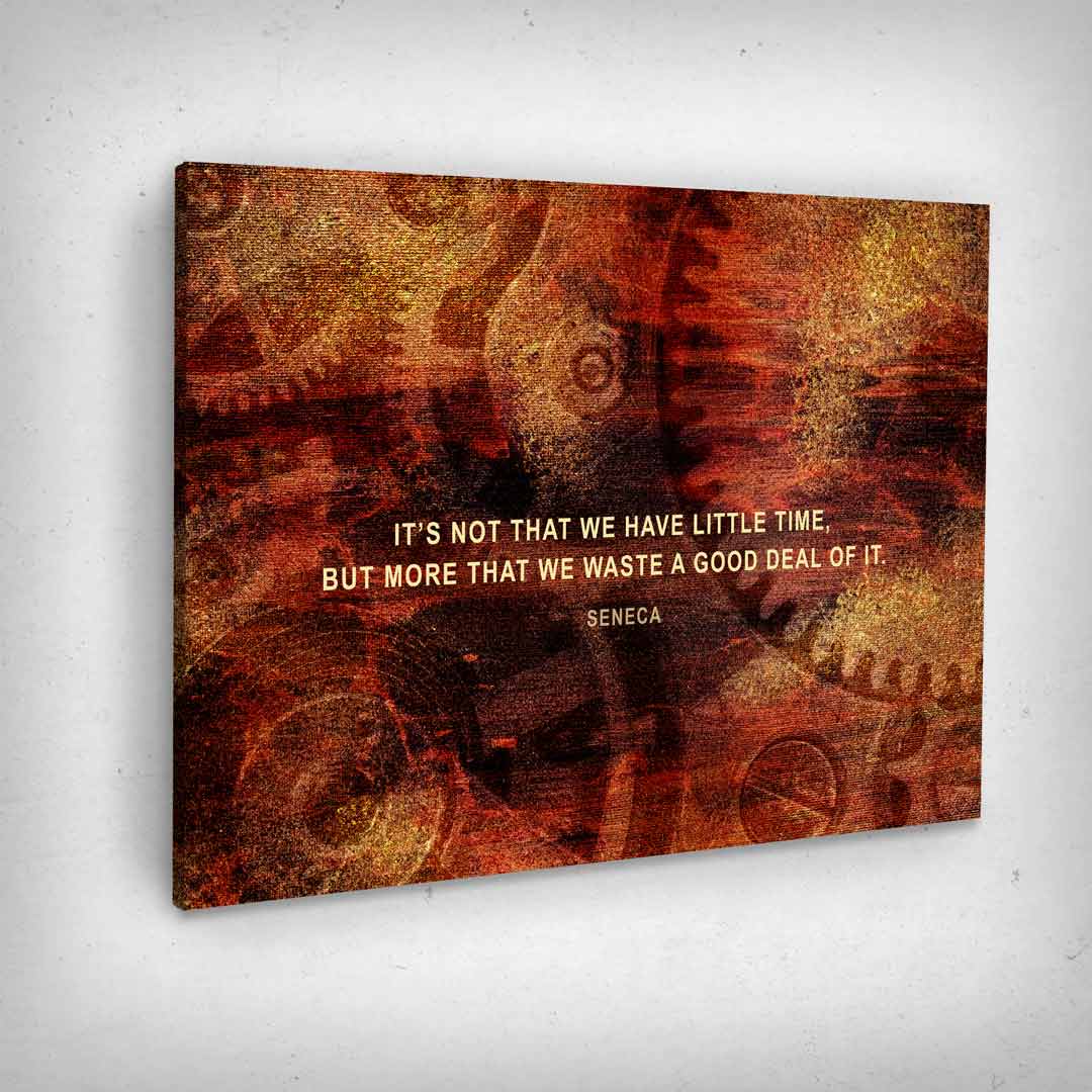 ”Time Quote by Seneca“ canvas picture by Motivational Art side view