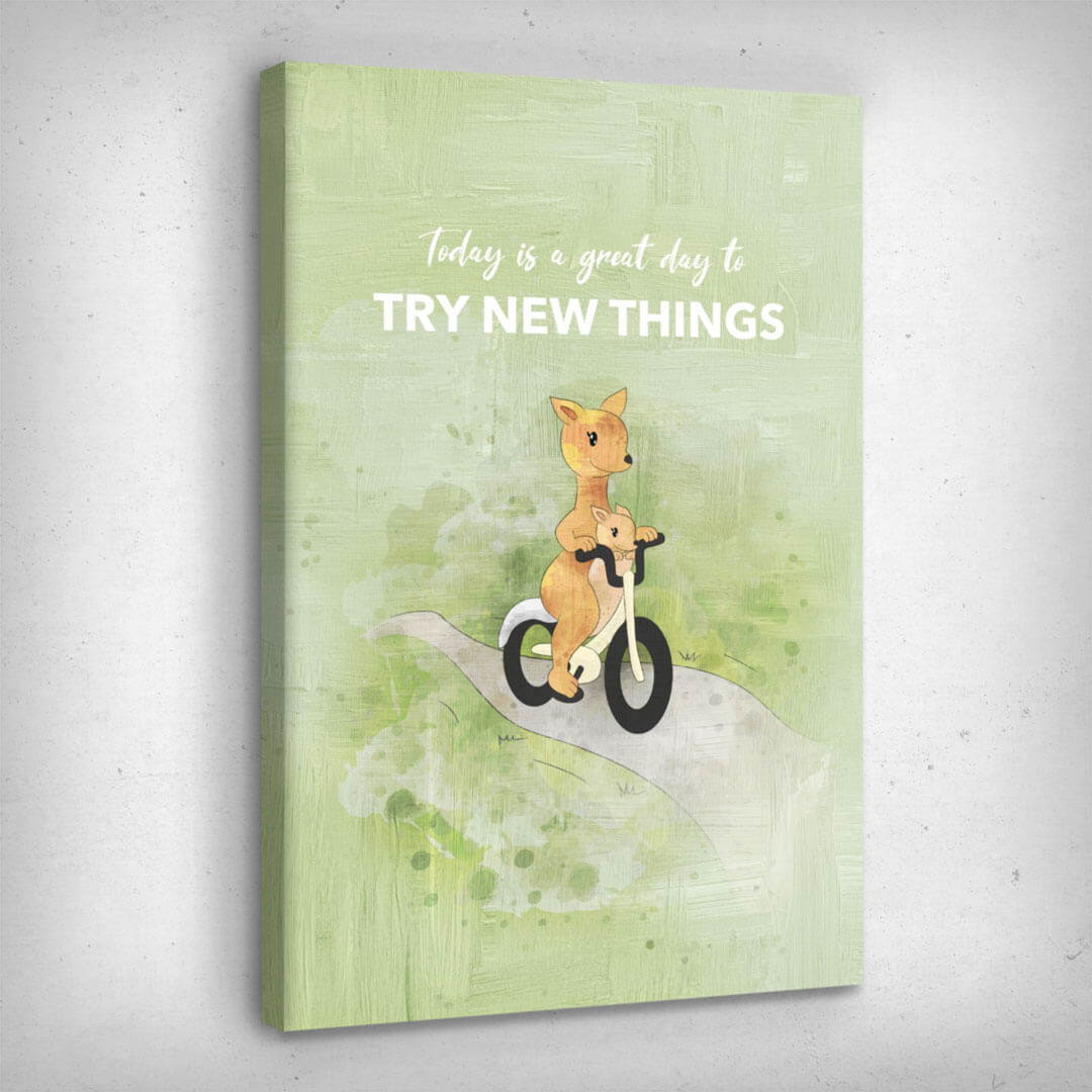 ”Try New Things“ canvas picture by Motivational Art side view