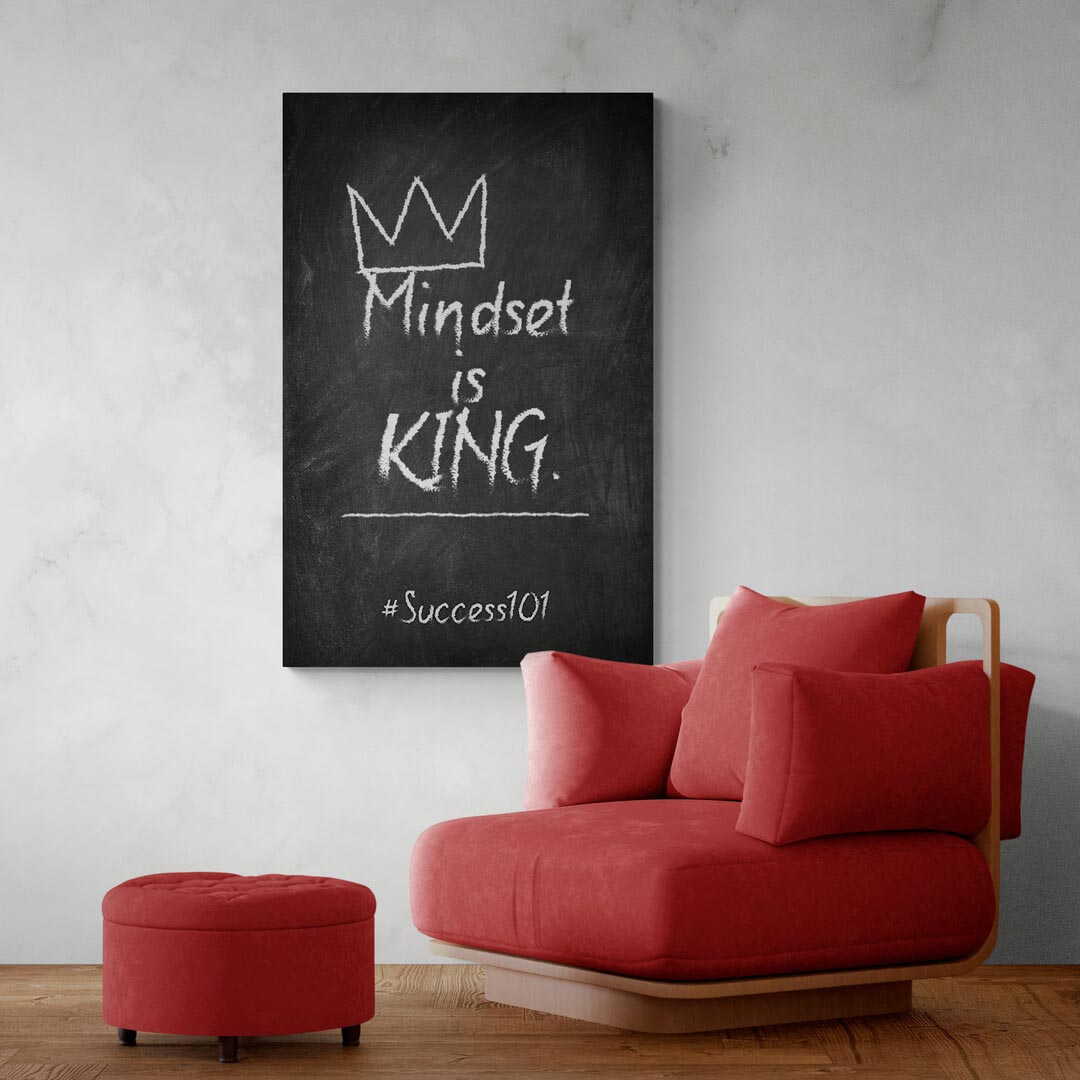 ”Mindset is King l Success101“ Living Room Art canvas picture by Motivational Art