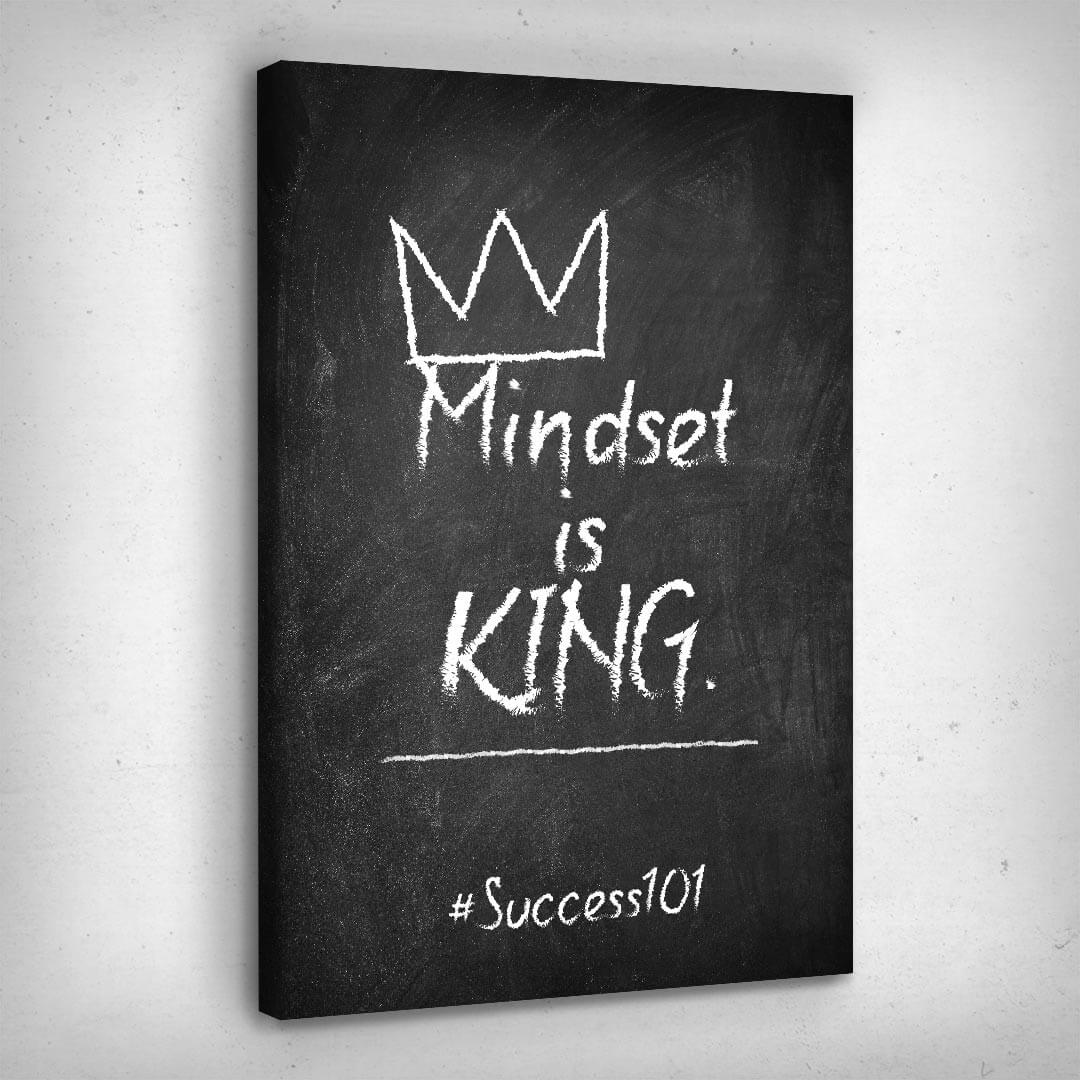 ”Mindset is King l Success101“ canvas picture by Motivational Art side view