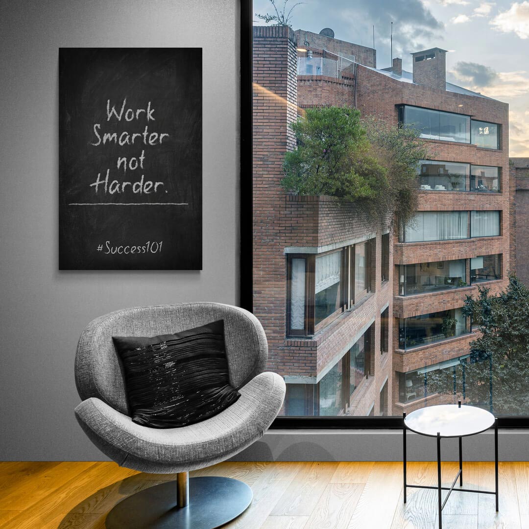 ”Work Smarter l Success101“ Living Room Art canvas picture by Motivational Art