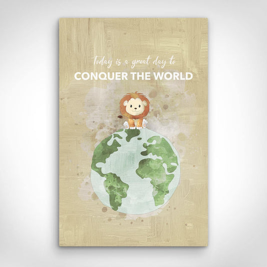 ”Conquer The World“ canvas picture by Motivational Art front view