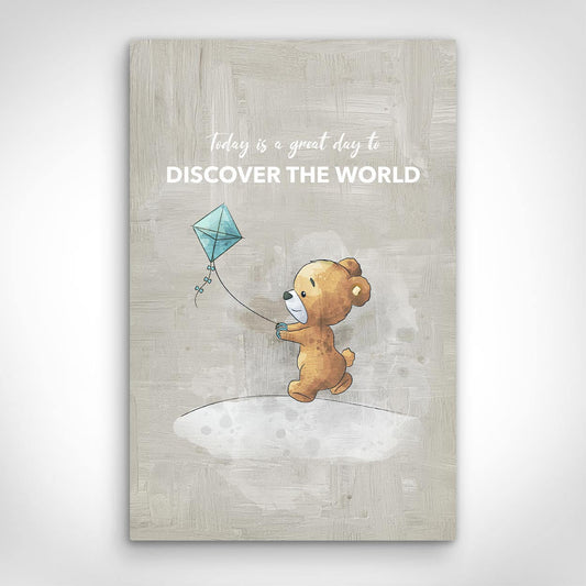 ”Discover The World“ canvas picture by Motivational Art front view