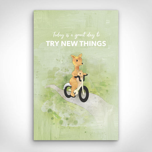 ”Try New Things“ canvas picture by Motivational Art front view