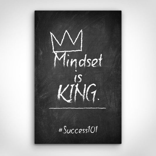 ”Mindset is King l Success101“ canvas picture by Motivational Art front view